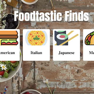 Screenshot of Foodtastic Finds site.